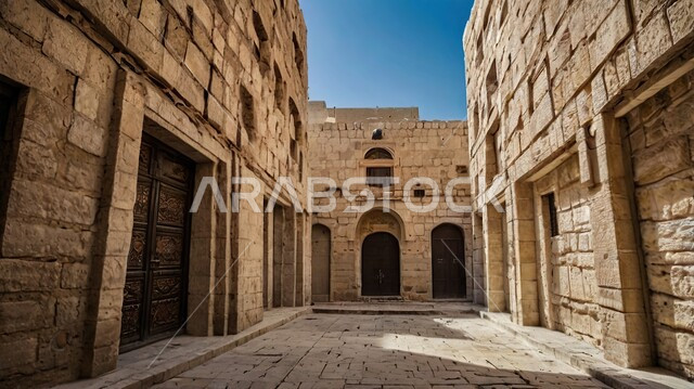 أماكن تاريخية عريقة في النهار, المنشأت التراثية القديمة في المملكة العربية السعودية, الأحياء الشعبية الأثرية, الهندسة المعمارية على الطراز القديم لبناء البيوت الحجرية