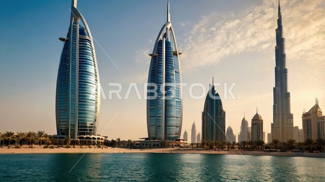 منظر تخيلي مستقبلي للتقدم و النمو العمراني, الفن الهندسي المعماري للأبراج وناطحات السحاب في أفق أبوظبي, بناء مستقبل حضاري ومتطور, المباني والمنشآت التجارية الشاهقة في الامارات العربية المتحدة, رؤية مستقبلية 2030