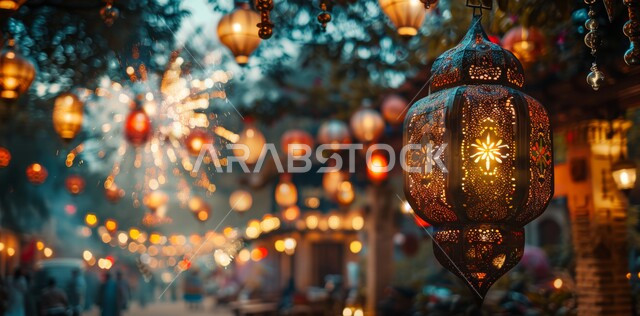 فانوس معدني مزخرف مضيء, الأجواء الروحانية في الأيام الفضيلة, زينة و ديكورات و أنوار الاحتفالات بالمناسبات و الأعياد الدينية الإسلامية, البهجة بقدوم رمضان المبارك, أضواء و مصابيح عربية تقليدية, الاستعداد لاستقبال الشهر الفضيل