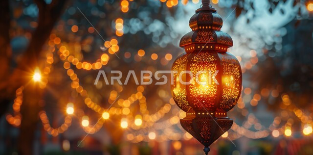 فانوس معدني معلق مزخرف مضيء, الأجواء الروحانية في الأيام الفضيلة, زينة و ديكورات و أنوار الاحتفالات بالمناسبات و الأعياد الدينية الإسلامية, البهجة بقدوم رمضان المبارك, أضواء و مصابيح عربية تقليدية, الاستعداد لاستقبال الشهر الفضيل