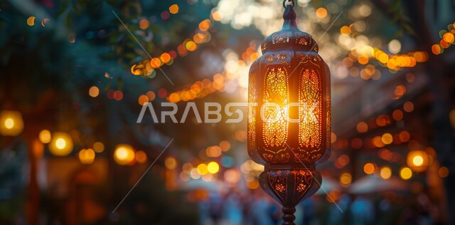 فانوس معدني معلق مزخرف مضيء, الأجواء الروحانية في الأيام الفضيلة, زينة و ديكورات و أنوار الاحتفالات بالمناسبات و الأعياد الدينية الإسلامية, البهجة بقدوم رمضان المبارك, أضواء و مصابيح عربية تقليدية, الاستعداد لاستقبال الشهر الفضيل