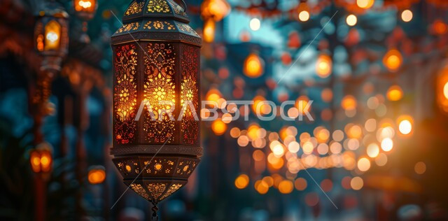 فانوس معدني معلق مزخرف مضيء, الأجواء الروحانية في الأيام الفضيلة, زينة و ديكورات و أنوار الاحتفالات بالمناسبات و الأعياد الدينية الإسلامية, البهجة بقدوم رمضان المبارك, أضواء و مصابيح عربية تقليدية, الاستعداد لاستقبال الشهر الفضيل