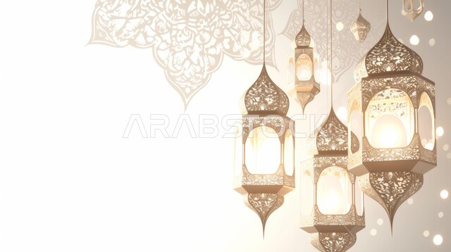 أضواء و مصابيح عربية تقليدية, الاستعداد لاستقبال الشهر الفضيل، فانوس معدني معلق مزخرف مضيء, الأجواء الروحانية في الأيام الفضيلة, زينة و ديكورات و أنوار الاحتفالات بالمناسبات و الأعياد الدينية الإسلامية, البهجة بقدوم رمضان المبارك, 