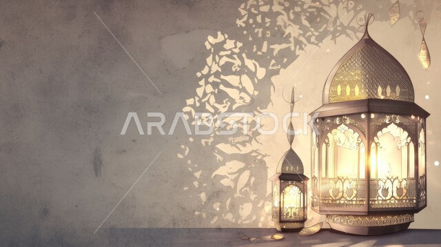 أضواء و مصابيح عربية تقليدية, الاستعداد لاستقبال الشهر الفضيل، فانوس معدني معلق مزخرف مضيء, الأجواء الروحانية في الأيام الفضيلة, زينة و ديكورات و أنوار الاحتفالات بالمناسبات و الأعياد الدينية الإسلامية, البهجة بقدوم رمضان المبارك, 