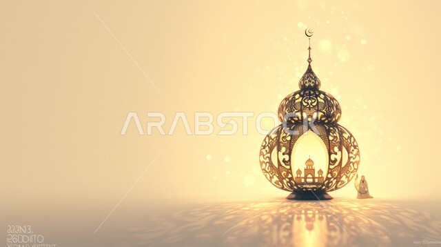 فانوس معدني مزخرف مضيء, الاستعداد لاستقبال الشهر الفضيل، أضواء و مصابيح عربية تقليدية, الأجواء الروحانية في الأيام الفضيلة, زينة و ديكورات و أنوار الاحتفالات بالمناسبات و الأعياد الدينية الإسلامية, البهجة بقدوم رمضان المبارك