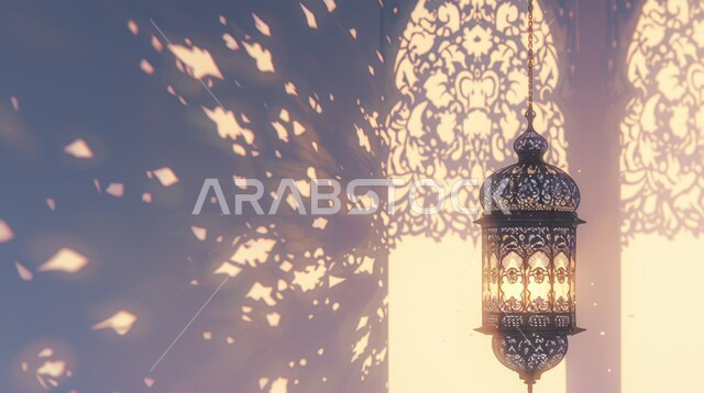  الأجواء الروحانية في الأيام الفضيلة, زينة و ديكورات و أنوار الاحتفالات بالمناسبات و الأعياد الدينية الإسلامية, فانوس معدني معلق مزخرف مضيء, البهجة بقدوم رمضان المبارك, أضواء و مصابيح عربية تقليدية, الاستعداد لاستقبال الشهر الفضيل