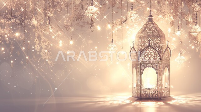 زينة و ديكورات و أنوار الاحتفالات بالمناسبات و الأعياد الدينية الإسلامية, الأجواء الروحانية في الأيام الفضيلة, فانوس معدني معلق مزخرف مضيء, البهجة بقدوم رمضان المبارك, أضواء و مصابيح عربية تقليدية, الاستعداد لاستقبال الشهر الفضيل
