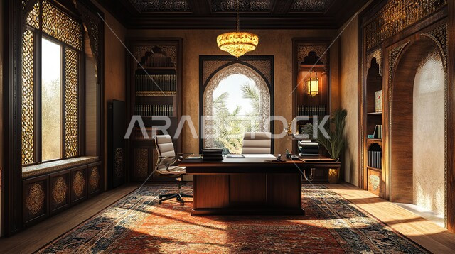 ديكور المكاتب في المملكة العربية السعودية, غرفة مكتبية بتصاميم عصرية حديثة, ديكورات داخلية على الطراز الحديث, أثاث مكتبي راقي و فاخر