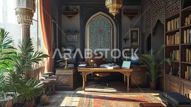 ديكور المكاتب في المملكة العربية السعودية, غرفة مكتبية بتصاميم عصرية حديثة, ديكورات داخلية على الطراز الحديث, أثاث مكتبي راقي و فاخر