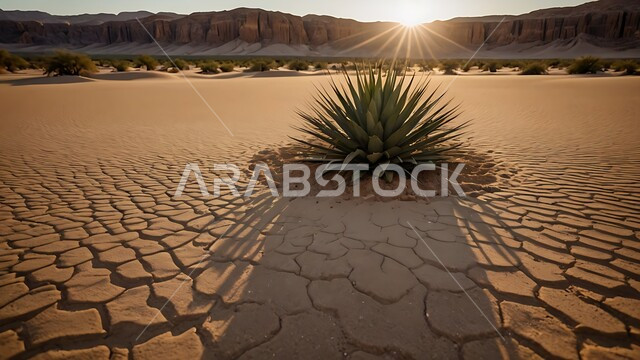 البيئة والتضاريس الجافة للصحاري الخليجية, الطبيعة الصحراوية في المملكة العربية السعودية, منظر الرمال الذهبية اللامعة في النهار, امتداد الصحراء العربية لمساحات واسعة, تشكل التلال والكثبان الرملية و الصخرية