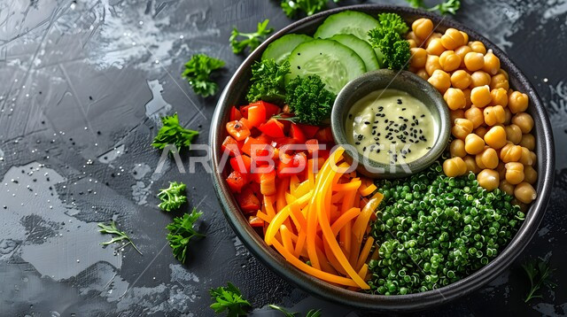 حمية غذائية للمحافظة على اللياقة البدنية، أطباق المقبلات العربية والمأكولات الشرقية، تقديم وجبات طعام صحية ومفيدة في المطاعم السعودية، أطعمة غنية بالفيتامينات،  تبولة الكينوا المليئة بالخضراوات الطازجة والحمص