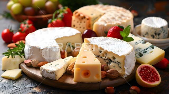 فن تقديم الأجبان المتنوعة و الفاكهة المنعشة، طبق مليء بأصناف متنوعة ومختلفة من الأكلات اللذيذة، منتجات ومحاصيل زراعية وطنية محلية سعودية، سناكات ووجبات خفيفية صحية، أطعمة غنية بالفيتامينات والعناصر الغذائية المهمة