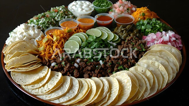 أصناف الولائم والعزائم الفاخرة، قطع اللحم المشوية المقدمة مع الصوصات والسلطات المتنوعة، وجبة مشاوي مقدمة مع أرغفة الخبز الساخنة، فنون التقديم في مطاعم ومطابخ المملكة العربية السعودية، أطباق من المأكولات العربية التقليدية الشعبية، وصفات طعام شهية صحية لذيذة