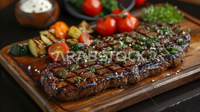 وصفات اللحومات المشوية الغنية بالنكهات،المأكولات العربية الشرقية الشهية، فنون التقديم في مطاعم الأكلات السريعة، وجبات لحوم الضأن الصحية، طبق من ستيك اللحم المشوي بالبهارات والأعشاب مع الخضروات اللذيذة، مأكولات وأطباق متميزة في مطابخ المملكة العربية السعودية