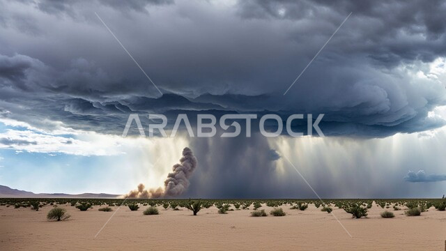 التشكيلات والتكوينات الرملية في المملكة العربية السعودية, نمو الشوكيات والأعشاب في البراري ، عاصفة رياح ترابية في المناطق الصحراوية, الزوابع الغبارية القوية، العاصفة الرملية في الصحراء, الكثبان والرمال الذهبية الناعمة