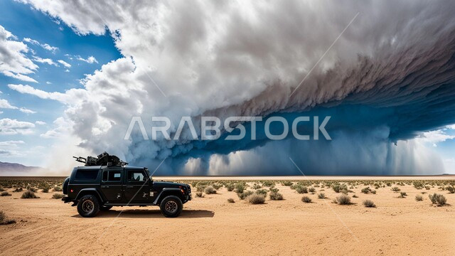 مغامرات مركبات الدفع الرباعي, الزوابع الغبارية القوية، العاصفة الرملية في الصحراء, الكثبان والرمال الذهبية الناعمة، التشكيلات والتكوينات الرملية في المملكة العربية السعودية, نمو الشوكيات والأعشاب في البراري , عاصفة رياح ترابية في المناطق الصحراوية