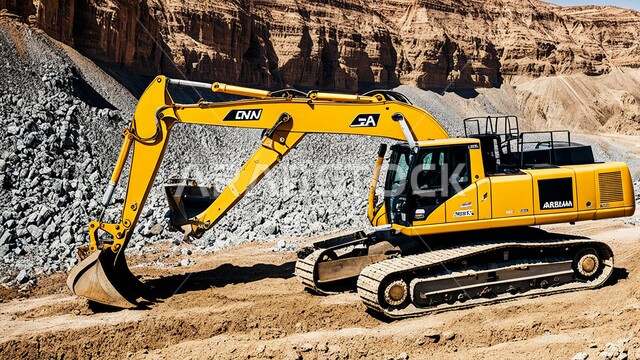 المرتفعات وقمم الجبال في المملكة العربية السعودية، سيارة شحن كبيرة تقوم بالعمل في موقع التعدين، التخلص من الأتربة والصخور ونقلها بعيدا ، أماكن مناجم الفحم الطبيعي، مناطق التنقيب عن الثروات الباطنية، الطبيعة الصخرية وتضاريس السلاسل الجبلية