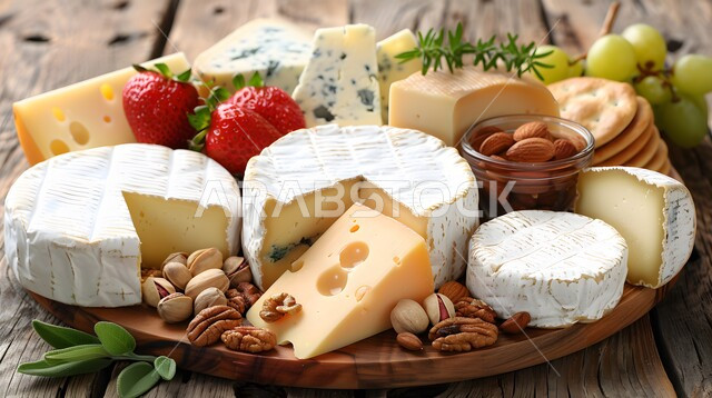 فن تقديم الأجبان المتنوعة و الفاكهة المنعشة، طبق مليء بأصناف متنوعة ومختلفة من الأكلات اللذيذة، منتجات ومحاصيل زراعية وطنية محلية سعودية، سناكات ووجبات خفيفية صحية، أطعمة غنية بالفيتامينات والعناصر الغذائية المهمة