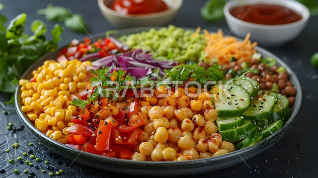 الأصناف والمقبلات اللذيذة، تزيين الطعام بأساليب فنية، تقديم الأطعمة المختلفة في مطاعم المملكة العربية السعودية، صورة مقربة لسفرة من المأكولات الشعبية التقليدية الشهية، وجبة الفطور ذات الأطباق المتنوعة والمغذية، وصفات ذات نكهات مميزة