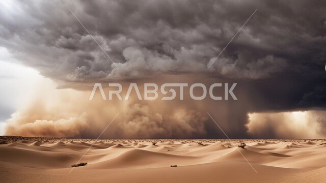 المناخ الصحراوي الجاف والقاسي، المناطق الصحراوية في السعودية، منظر السماء الملبدة بالسحب والغيوم، التلال والكثبان الرملية، الرمال الذهبية الناعمة، المناظر الطبيعية في الصحراء في المملكة العربية