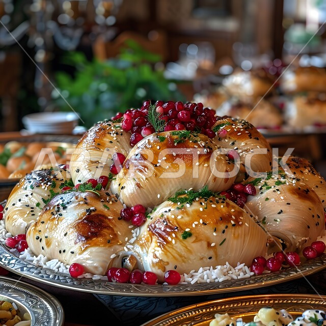 طبق من الفطائر الصحية المخبوزة الشهية، إتقان مهارة إعداد المخبوزات والمعجنات في مطابخ المملكة، فن تقديم الأطباق في مطاعم السعودية، قطع من فطيرة الجبن الساخنة الهشة، وصفات البرك بالجبنة اللذيذة، وجبات فطور مغذية ومشبعة
