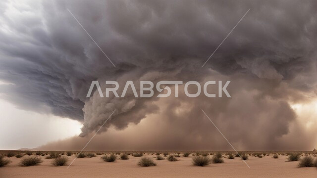 المناخ الصحراوي الجاف والقاسي، المناطق الصحراوية في السعودية، منظر السماء الملبدة بالسحب والغيوم، التلال والكثبان الرملية، الرمال الذهبية الناعمة، المناظر الطبيعية في الصحراء في المملكة العربية