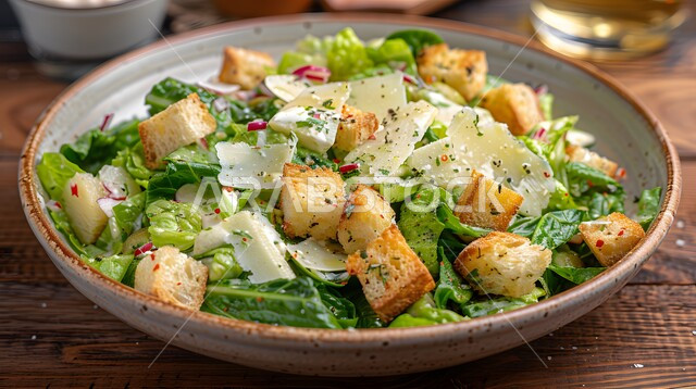   وجبات صحية للدايت ، سيزر طبق مقبلات بارد صحي ولذيذ ، سلطة خضار لذيذة، قطع من خضار الخس الطازجه،  مطاعم و مأكولات مفيدة، وجبات الطعام السريعة الشهية