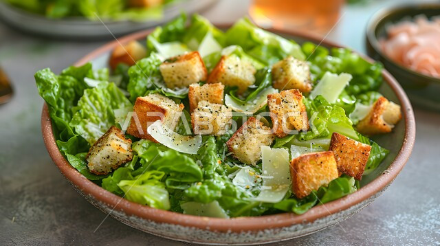   وجبات صحية للدايت ، سيزر طبق مقبلات بارد صحي ولذيذ ، سلطة خضار لذيذة، قطع من خضار الخس الطازجه،  مطاعم و مأكولات مفيدة، وجبات الطعام السريعة الشهية