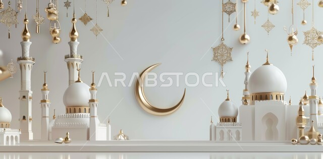 العبادة والتقرب إلى الله تعالى, قدوم شهر الخير, مجسمات رمضانيه ثلاثية الابعاد للمآذن والقبب للمساجد الإسلامية, الديكورات والتصاميم الهندسية المميزة في رمضان المبارك, زينة الاعياد والمناسبات الدينية