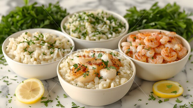 ريزوتو المأكولات البحرية بالليمون والبقدونس، وجبة ذات قيمة غذائية عالية، فنون التقديم في مطاعم ومطابخ المملكة العربية السعودية، أطباق من المأكولات العربية التقليدية الشعبية، وصفات طعام شهية صحية ولذيذة