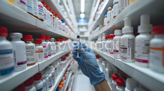 استخدام الأنبوبة الزجاجية المعقمة لتحليل العينات المختلفة، مختبرات الفحوصات الطبية والتحاليل الكيمائية، صورة مقربة ليد مخبري يرتدي القفازات و يمسك بيده أنابيب الاختبار، إجراء تجارب وبحوث علمية عبر التكنولوجيا الحيوية، معمل الصناعات الدوائية