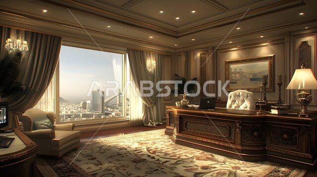 غرفة مكتبية بتصاميم عصرية حديثة, ديكورات داخلية على الطراز الحديث, أثاث مكتبي راقي و فاخر، ديكور المكاتب في شركات المملكة العربية السعودية