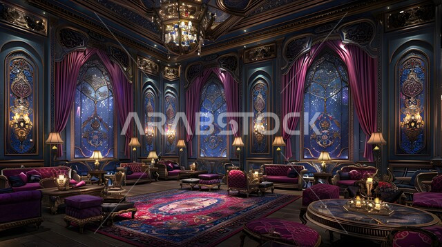 التصاميم الأنيقة لغرف الجلوس المريحة على الطراز الحديث، غرفة معيشة مع أثاث منزلي فاخر بالألوان الداكنة، الديكورات الداخلية الراقية للفلل والشقق السكنية في المملكة العربية السعودية، اكسسوارات وتحف عصرية