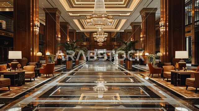  لوبي اوتيل بديزاينات عصرية حديثه، مكاتب وشركات تجارية في المملكة العربية السعودية، التصاميم والديكورات الداخلية للفنادق والمنتجعات الفاخرة، التصميم الراقي لردهة ومدخل الاستقبال في الفندق