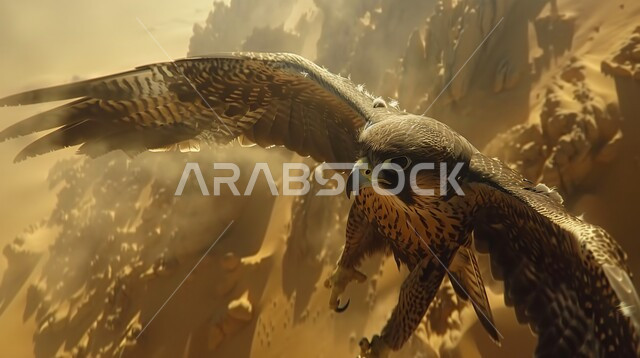 إقامة نادي الصقور في موسم الصيد السنوي في المملكة العربية السعودية، الفخر بالتراث السعودي العريق في تربية طائر الصقر، نسر يحلق في إحدى المحميات الطبيعيه، رمز القوة والتحدي وحدة البصر، تدريب وترويض الطيور الجارحة والمفترسة