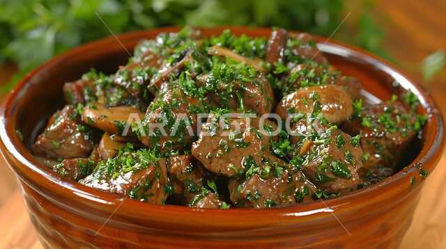 Nutritional foods rich in protein, a close-up of a bowl of meat with cooked vegetables and spices, a healthy meal with high value, recipes for Saudi cuisine rich in flavours, delicious cooked beef, restaurants for eastern Arab cuisine