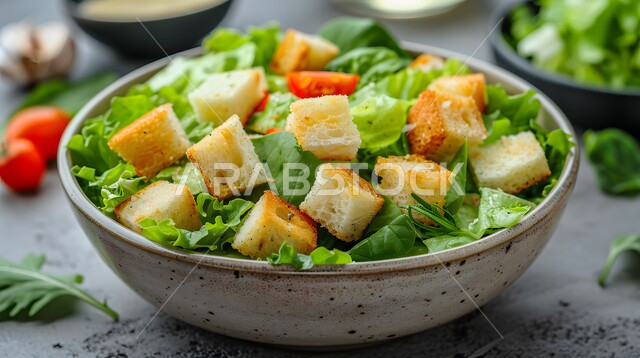 وجبات صحية للدايت، طبق سيزر مقبلات بارد صحي ولذيذ، سلطة خضار لذيذة، قطع من خضار الخس الطازجه، مطاعم و مأكولات مفيدة، وجبات الطعام السريعة الشهية