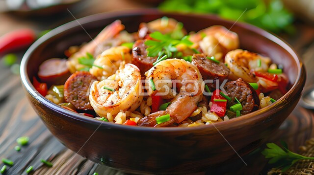 طبق من الأرز بالروبيان، كبسة القريدس مع السجق الشهي، مأكولات بحرية لذيذة، أطباق شعبية سعودية، مطابخ ومطاعم في المملكة، الأساليب الفنية في تقديم الطعام