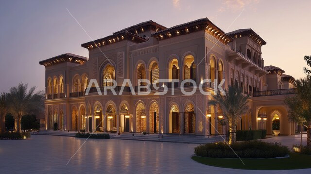 التطور العمراني للمنازل والفلل السكنية في المملكة العربية السعودية، التصاميم الخارجية المعقدة، الفن الهندسي المعماري الحديث, الاقواس و الممرات ذات بناء المميز، الأضواء والفوانيس المعلقة الساطعة 