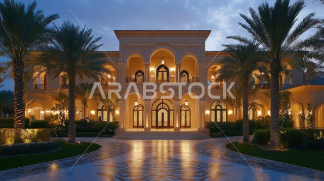 التطور العمراني للمنازل والفلل السكنية في المملكة العربية السعودية، التصاميم الخارجية المعقدة، الفن الهندسي المعماري الحديث, الاقواس و الممرات ذات بناء المميز، الأضواء والفوانيس المعلقة الساطعة 