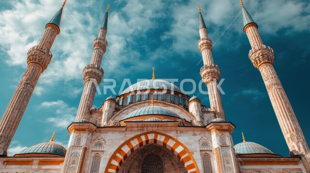 القبب والمآذن المتميزة، ديكورات وتصاميم على الطراز الاسلامي، الفن الهندسي المعماري للمساجد، صورة مقربة لمسجد عربي فاخر في المملكة العربية السعودية، العبادة والتقرب إلى الله، آداء الفرائض والصلوات، خلفيات دينية رمضانية، منظر السماء المليئة بالغيوم