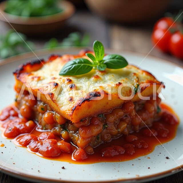 وجبة معكرونة باللحم وصلصة الطماطم الطازجة بالجبن الذائب, مأكولات ووجبات عربية لذيذة، فنون التقديم في مطاعم ومطابخ المملكة العربية السعودية، طبق من اللازانيا الشهية