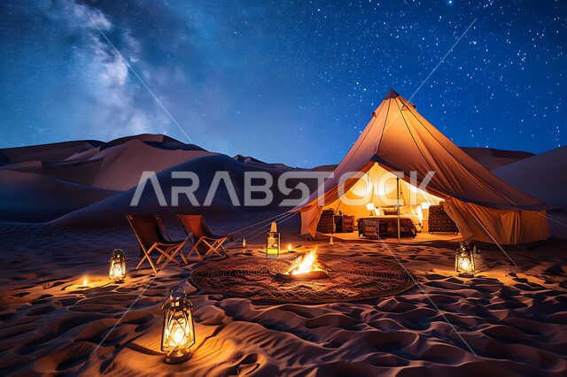 المغامرات والكشتات البرية، أجواء التخييم الشبابية الممتعه، خيام شعبية في المناطق الصحراوية، الطبيعة والرمال الذهبية الناعمة، أجواء ليلية هادئة أمام شعلة الحطب, مخيمات سياحية في صحاري المملكة العربية السعودية