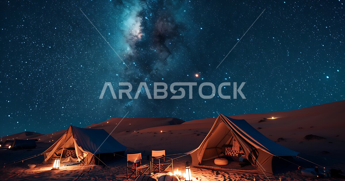 Traditional tents in desert areas, tourist camps in the deserts of the ...