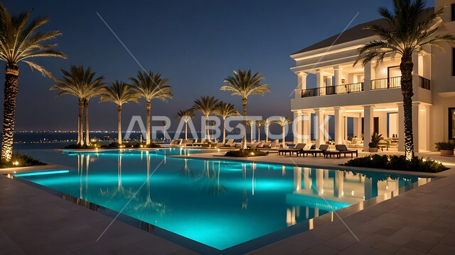 جذب واستقطاب السياح من انحاء العالم، الفن الهندسي المعماري للمنتجعات والفنادق في الامارات العربية المتحدة، أنشطة صيفية ترفيهية، صورة جوية لجزيرة في مدينة دبي، أماكن ومعالم سياحية