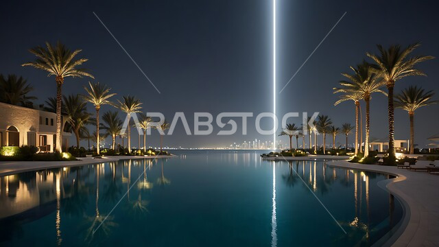 جذب واستقطاب السياح من انحاء العالم، الفن الهندسي المعماري للمنتجعات والفنادق في الامارات العربية المتحدة، أنشطة صيفية ترفيهية، صورة جوية لجزيرة في مدينة دبي، أماكن ومعالم سياحية