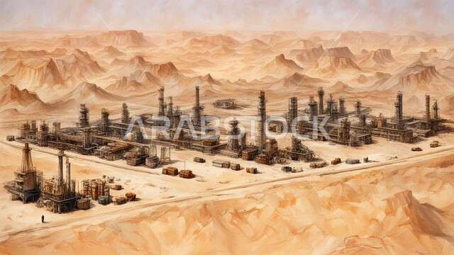 الأبراج والهياكل المعدنية في الأراضي الصحراوية, مصافي تكرير النفط والغاز, صناعات ومشاريع بتروكيماوية، مفهوم هندسة البترول في دول الخليج, النهضة بالاقتصاد الوطني السعودي, مستودعات وخزانات كبيرة وضخمة, مصانع ومناجم الوقود في المملكة العربية السعودية