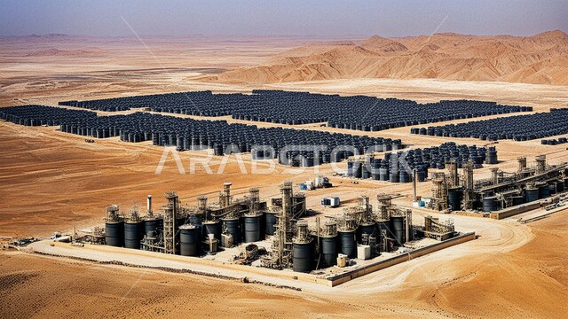 مستودعات وخزانات كبيرة وضخمة, الأبراج والهياكل المعدنية في الأراضي الصحراوية, مصافي تكرير النفط والغاز, صناعات ومشاريع بتروكيماوية، مفهوم هندسة البترول في دول الخليج, النهضة بالاقتصاد الوطني السعودي, مصانع ومناجم الوقود في المملكة العربية السعودية
