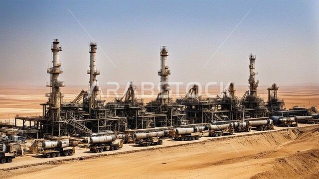 مستودعات وخزانات كبيرة وضخمة, الأبراج والهياكل المعدنية في الأراضي الصحراوية, مصافي تكرير النفط والغاز, صناعات ومشاريع بتروكيماوية، مفهوم هندسة البترول في دول الخليج, النهضة بالاقتصاد الوطني السعودي, مصانع ومناجم الوقود في المملكة العربية السعودية