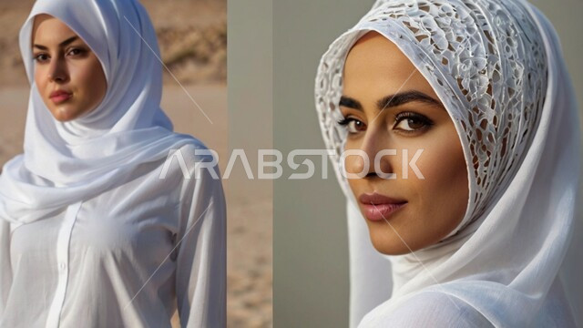 مفهوم الأنوثة والنعومة, صورة مقربة لامرأة عربية خليجية سعودية محجبة، النظر إلى الكاميرا بإيماءات الثقة بالنفس والبشاشة, الاهتمام بالأناقة والمظهر الخارجي، ملابس نسائية بتصاميم عصرية